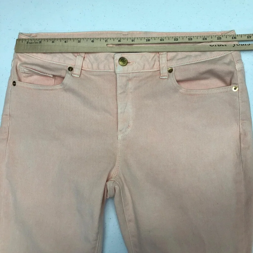 Michael Kors Pants Womens 10 Pink Izzy Cropped Skinny Jeans Stretch Casual Peach